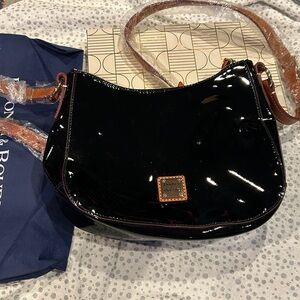 Dooney & Bourke Black Patent Leather Shoulder Bag dust bag included NWT